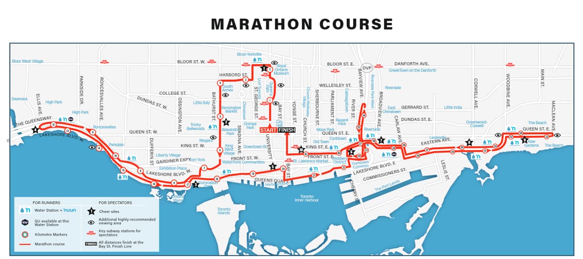 Toronto Marathon Course Map 